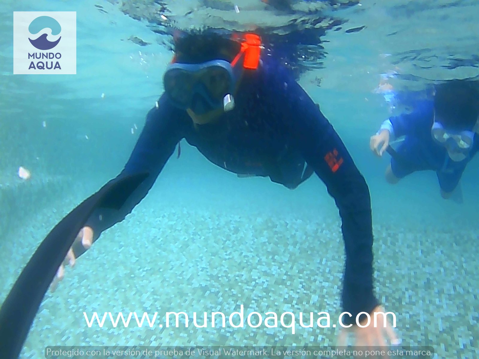 Niños aprendiendo buceo